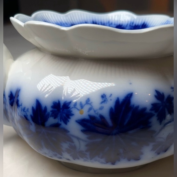 Vintage Vinranka Gefle Sweden Flow Blue & White Rare Teapot - Picture 7 of 8
